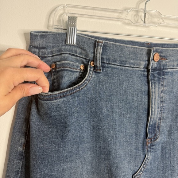 Denim & Co. Canyon Retreat Easy Stretch Skirt Midi Skirt 14 Front Slit Casual - Picture 6 of 7